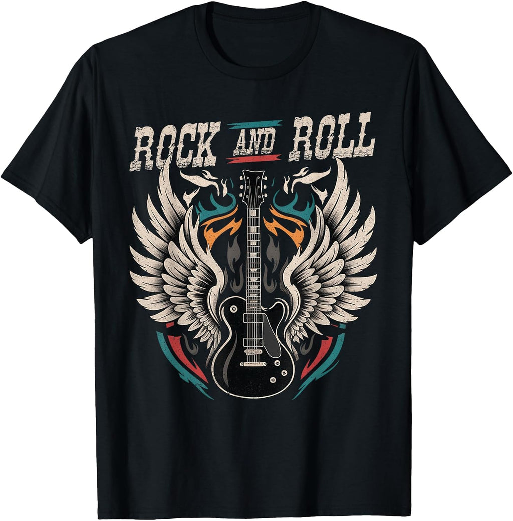Rock and Roll Guitar Vintage Rock Music Men Women Rock Band T-Shirt
