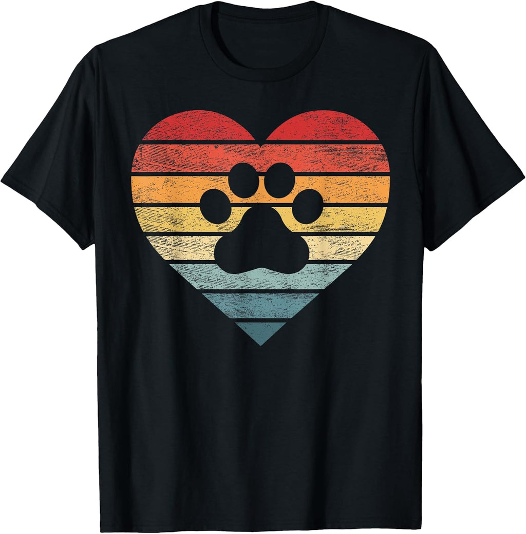 Veterinarian Vet Tech Retro Sunset Paw Print Dog Cat Lover T-Shirt