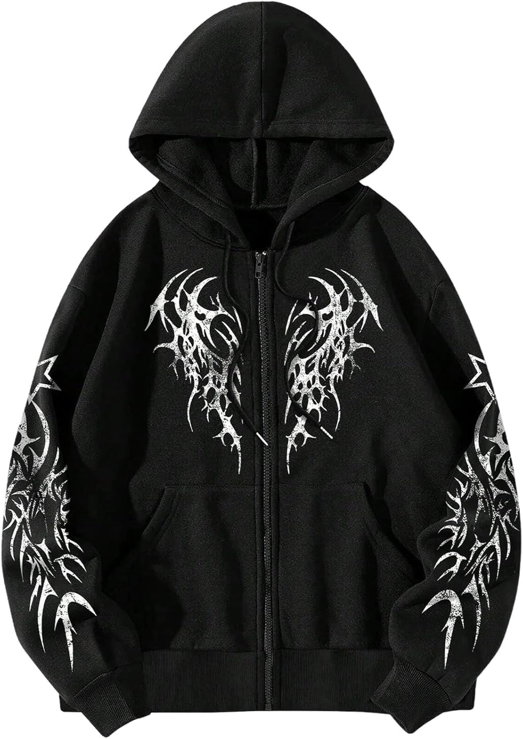 Men's Zip Up Graphic Hoodie Long Sleeve Drawstring Thermal Jacket Sweatshirt