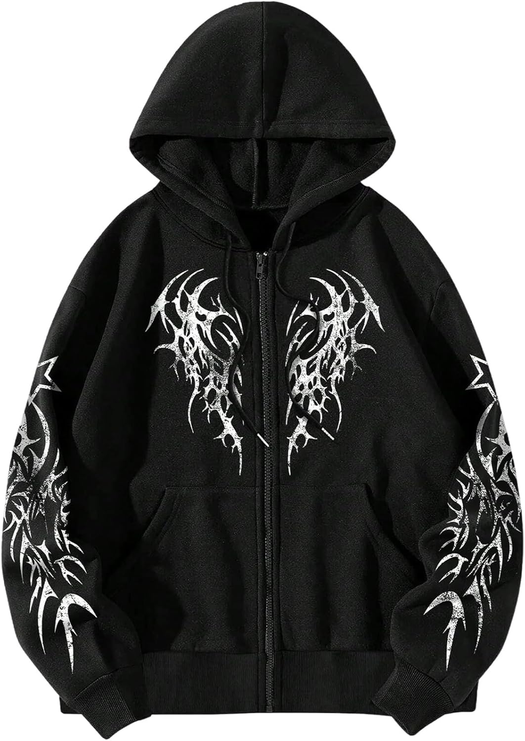 Men's Zip Up Graphic Hoodie Long Sleeve Drawstring Thermal Jacket Sweatshirt