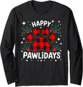 Happy Pawlidays Buffalo Plaid Paw Merch Apparel