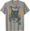 Retro Cat Eating Ramen Noodles Anime Girls Boys Men Women T-Shirt
