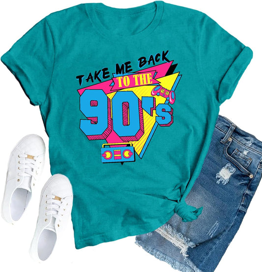 90s Shirts for Women Vintage Take Me Back to The 90s T-Shirt Retro 1990 Party Outfits