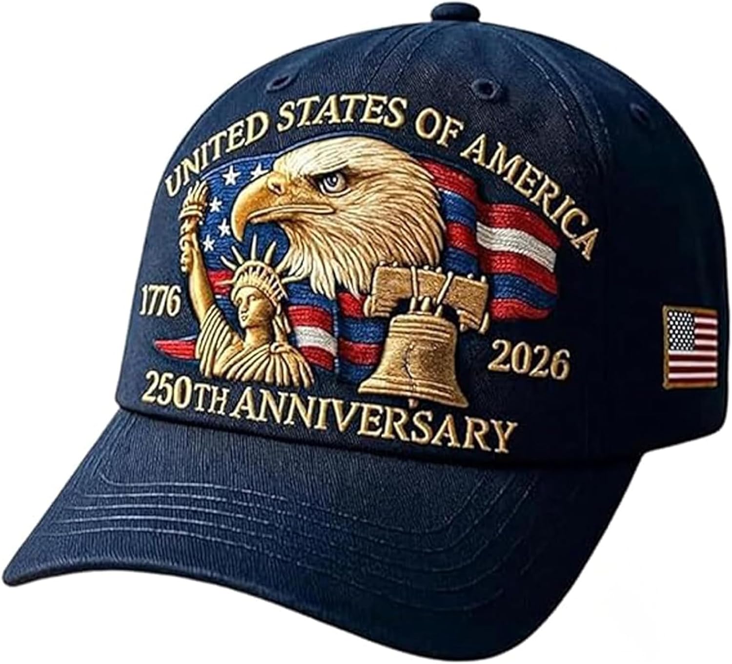 250 Anniversary USA Hat, Adjustable 250 Year American Anniversary Hat, Fully embroidered style