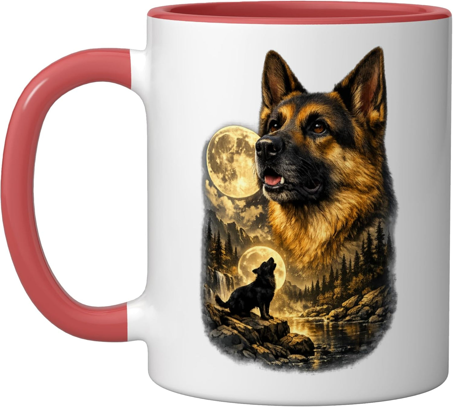German Shepherd Howling Wolf Moon Nature Graphic