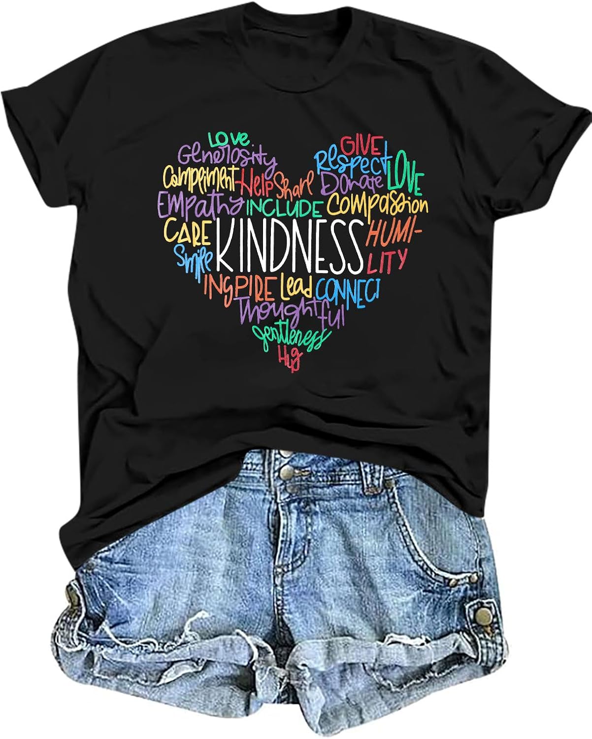 Womens Kindness Graphic T-Shirt: Cute Be Kind Graphic Tees Inspirational Letter Shirt Teacher Casual Tops