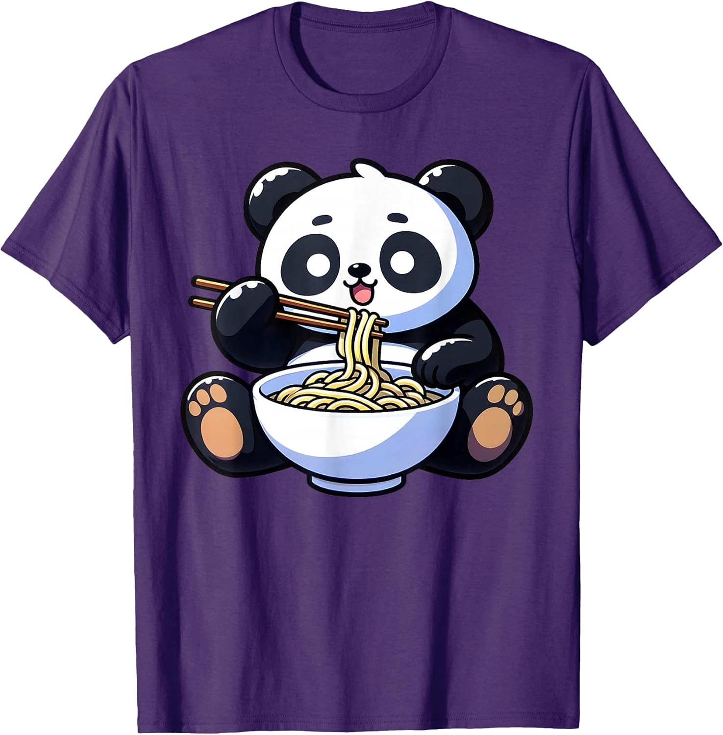 Adorable Panda Eating Ramen Noodles Anime Graphics