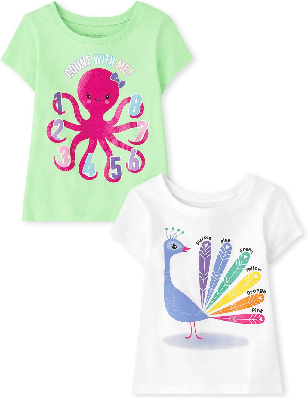 Baby Girls' and Toddler Unicorns,Butterflies,Trends Short Sleeve Graphic T-Shirts,3 Pack