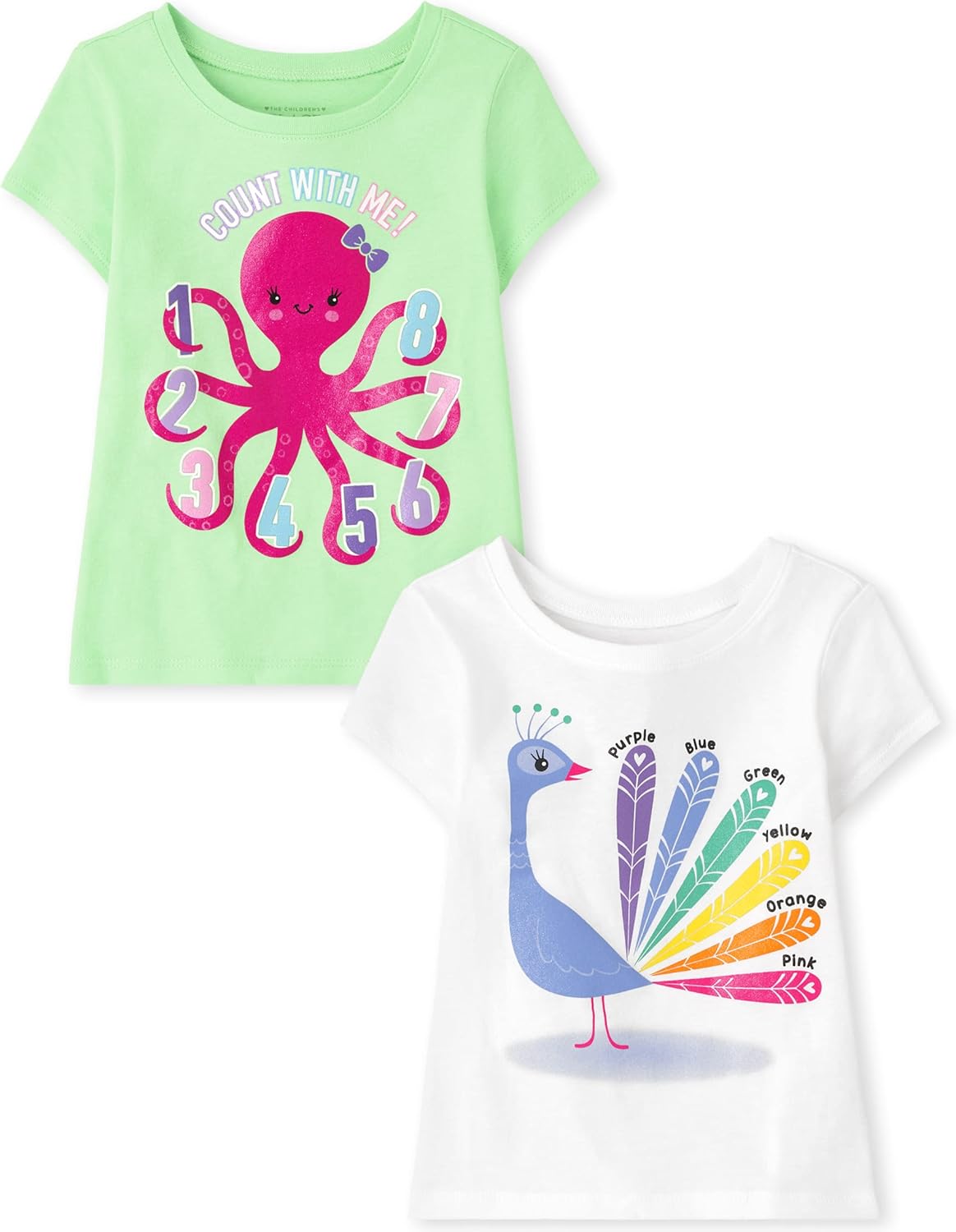 Baby Girls' and Toddler Unicorns,Butterflies,Trends Short Sleeve Graphic T-Shirts,3 Pack