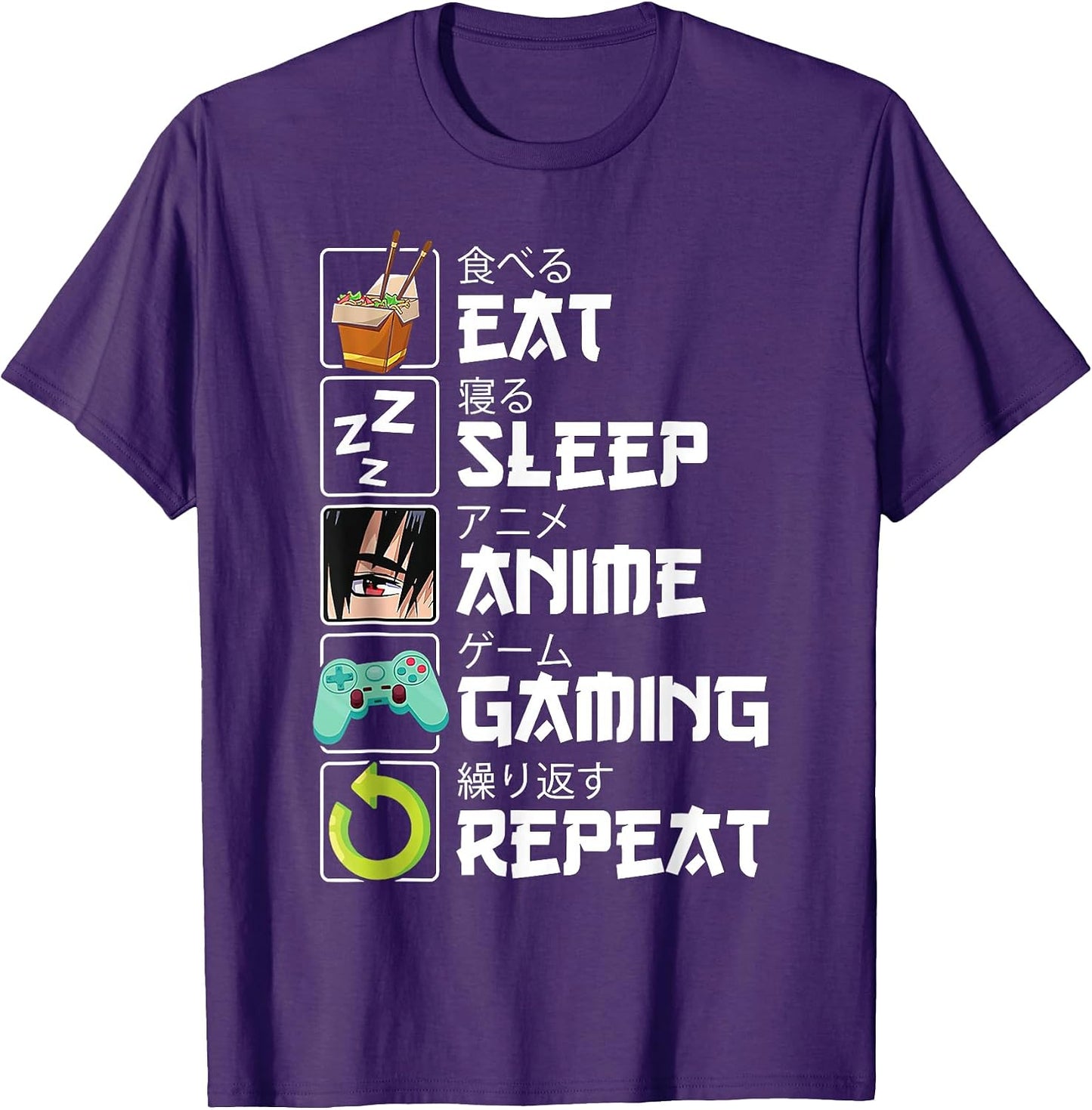 Eat Sleep Anime Gaming Repeat For Boys Girls Tee