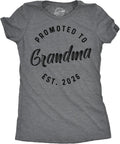 Womens Funny T Shirts Promoted to Grandma 2026 and 2025 Cute Family Tee for Ladies