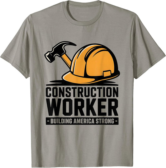 Construction Worker Building America Design T-Shirt
