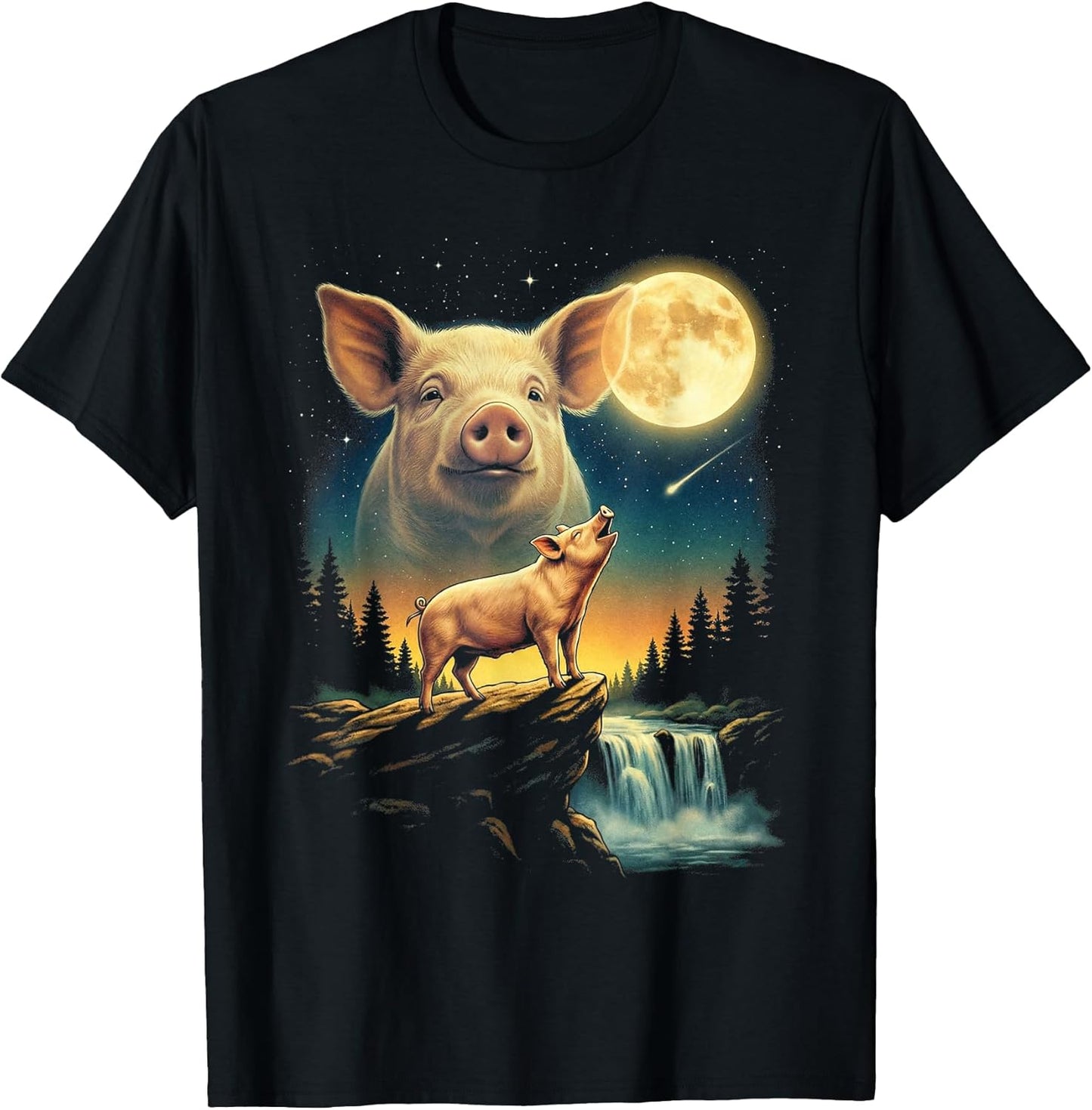 Vintage 90s Graphic Pig Howling to The Moon