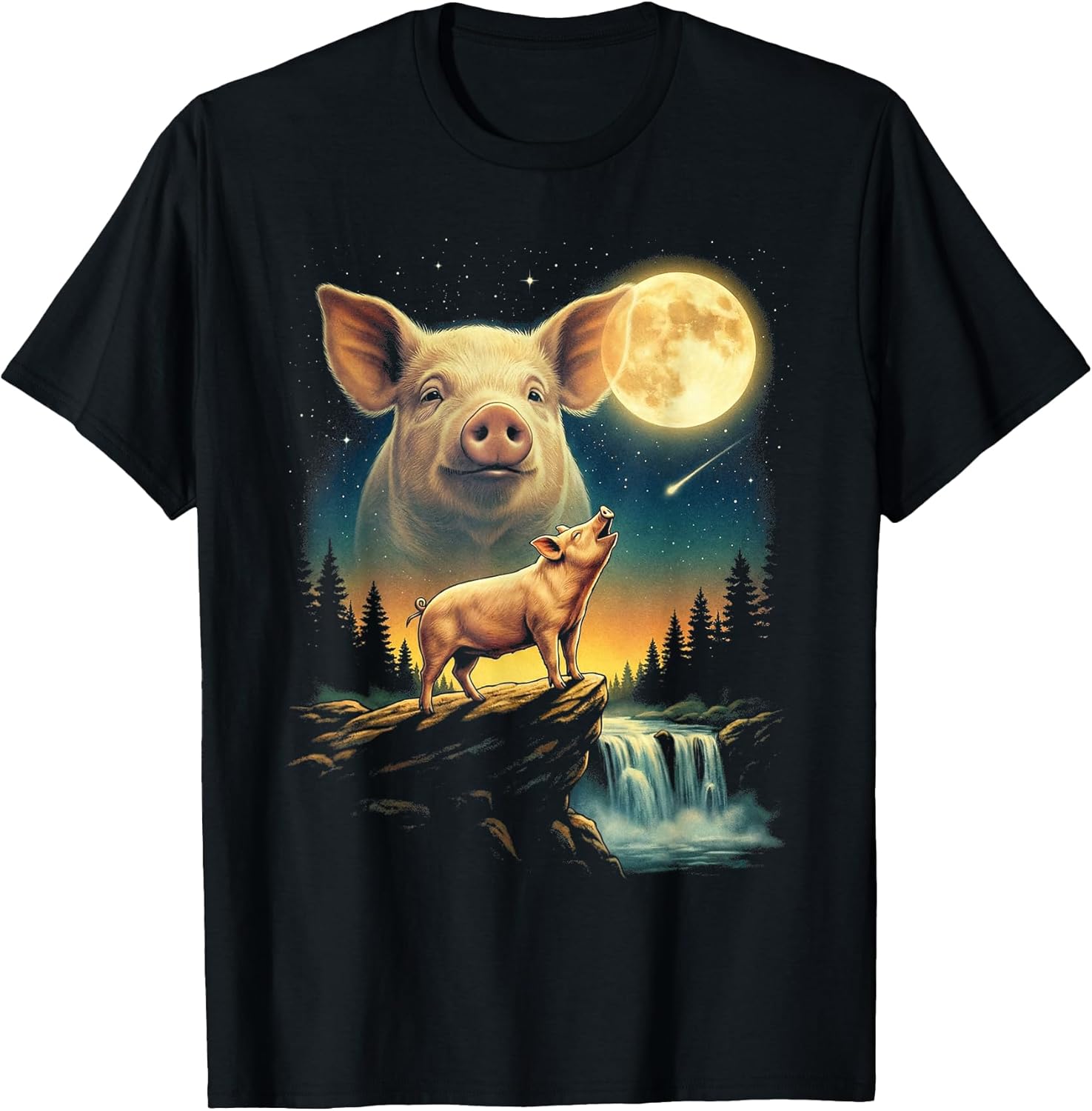 Vintage 90s Graphic Pig Howling to The Moon