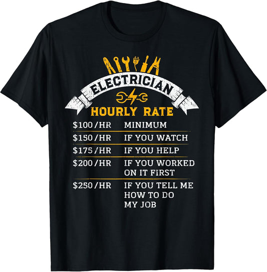 Electrician Dad Father Husband Hourly rate gifts