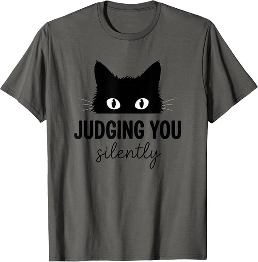 Judging You Silently Funny Black Cat Staring Meme T-Shirt