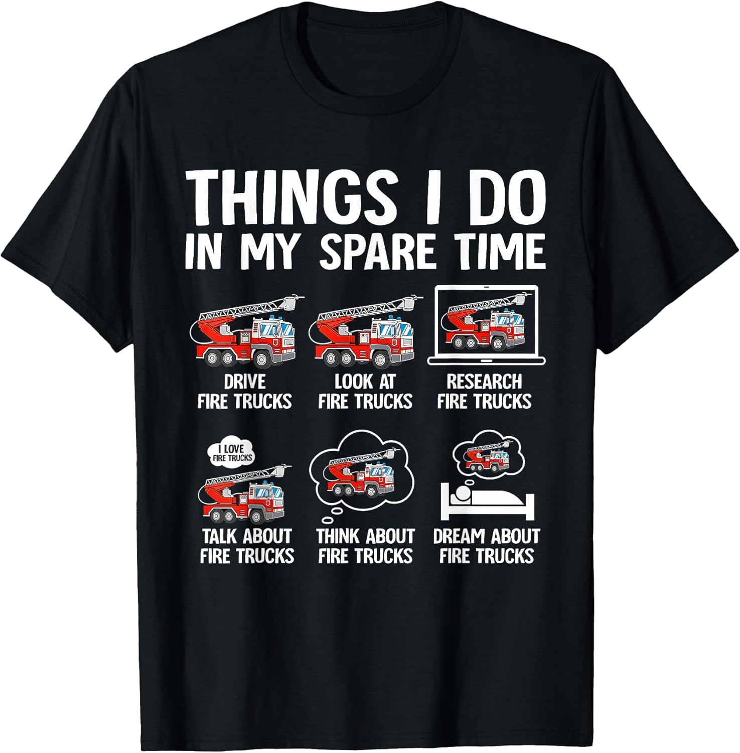 Funny Firefighter Fire Truck Tee Toddler Kids