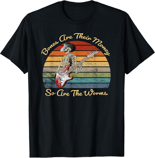 Retro Vintage Funny Skeleton Playing Guitar