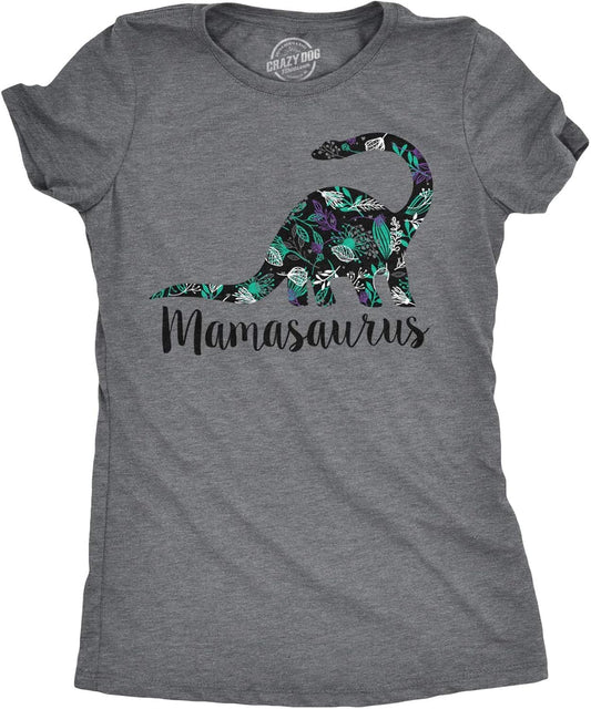 Womens Mamasaurus Brontosaurus and Mamasaurus Rex Dinosaur Mom T Shirts Funny Cool Graphic Tee for Mothers Day