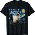 Cute Van Gogh Starry Night Cat Siamese Cat Lover Funny T-Shirt