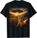 Funny Cat Selfie UFO Graphic Tees