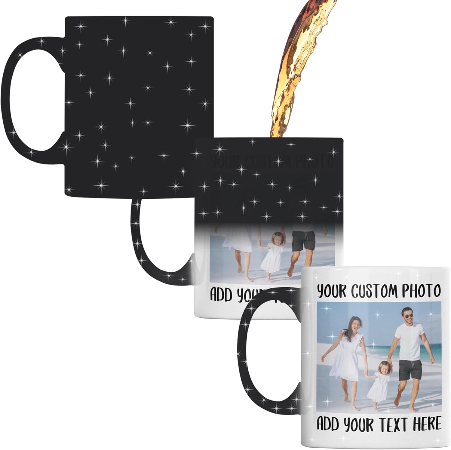 Custom Mug - Personalized Coffee Mug with Text, Photo and Logo | Ceramic 11oz Coffee Cup for Men & Women | Unique Gift Idea | Taza Personalizada Design Your Own with Picture (Starry Magic Mug - Black)