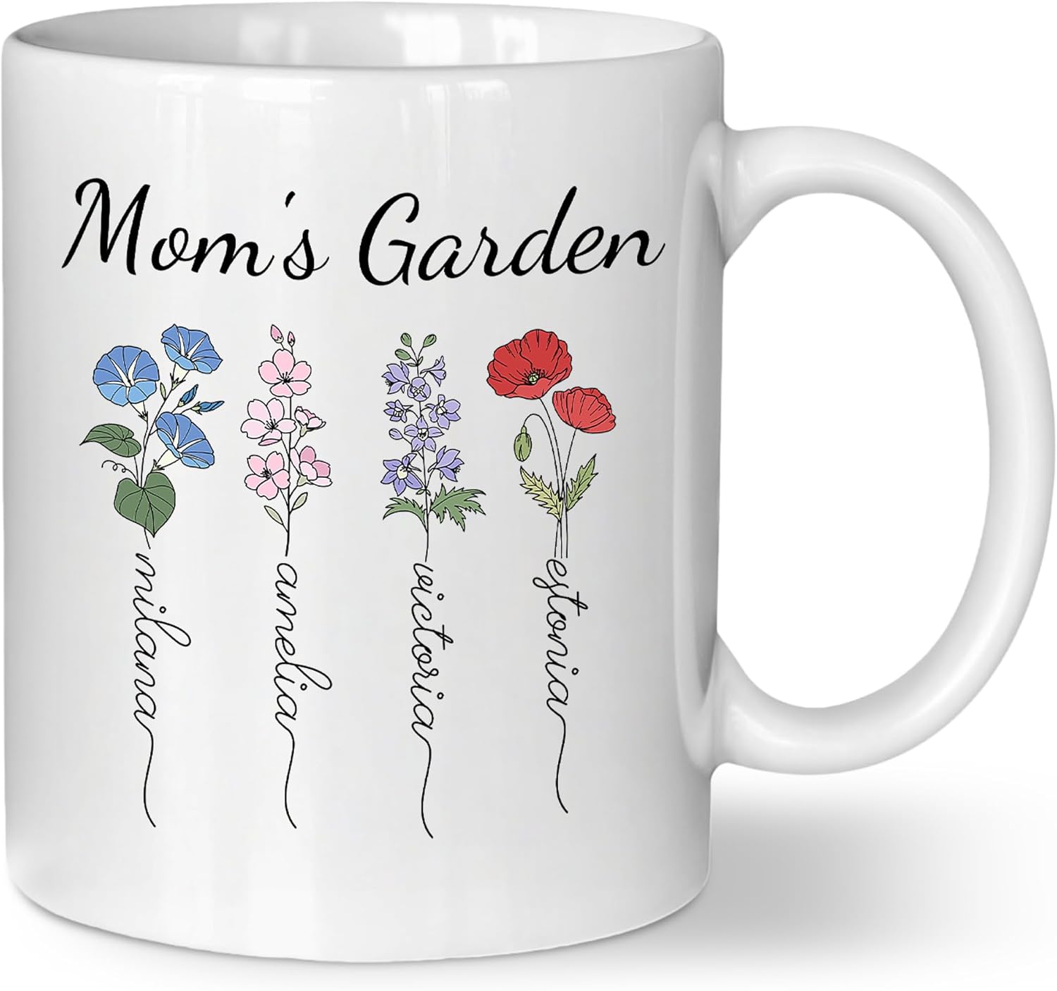 Custom Mothers Day Birthday Coffee Mug Gifts For Mom Grandma From Daughter Son, Personalized Mother's Garden Mugs With Names Birth Flower, Customized 11 Oz/15 Oz Tee Cups For Mom Women Gifts