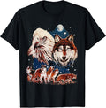 Vintage Eagle and Wolf At Moon