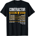 Funny Contractor Hourly Rate Handyman Labor Rates Repairman T-Shirt