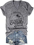 Women Summer Beach Tops Trees Print V Neck Short Sleeve Coconut Tree T Shirt Funny Graphic Tees