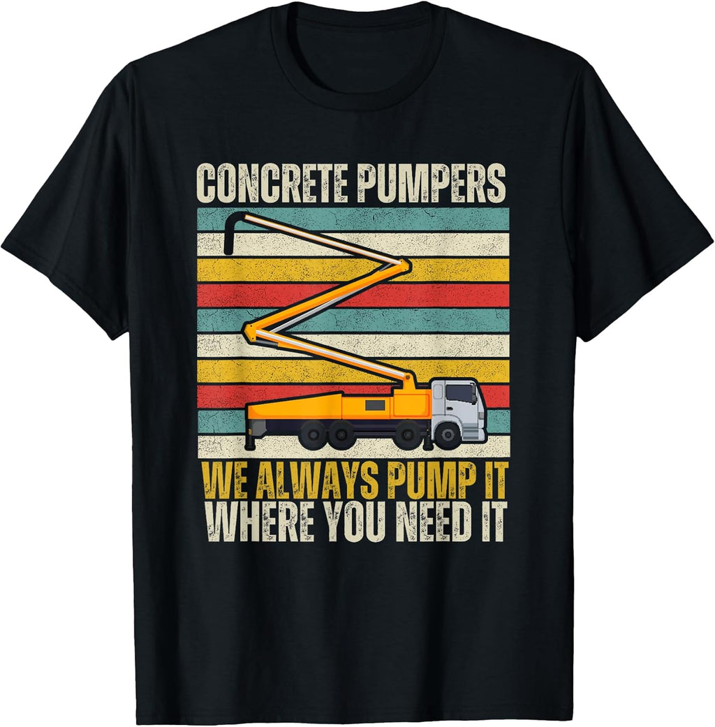 Cool Retro Concrete Pumper Truck For Laborers T-Shirt