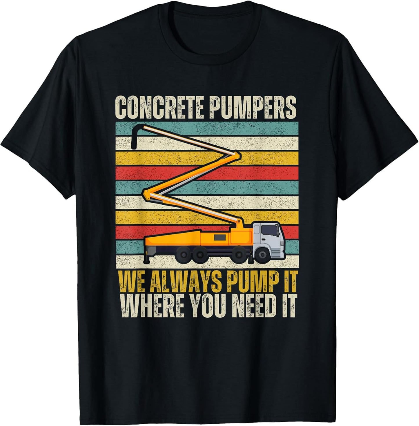 Cool Retro Concrete Pumper Truck For Laborers T-Shirt