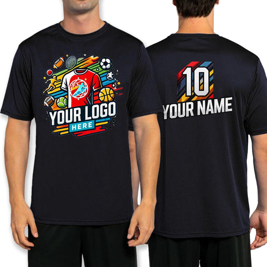 Custom Sport Performance T-Shirt, 100% Polyester, Moisture-Wicking, Personalized with Your Design, Printed in The USA