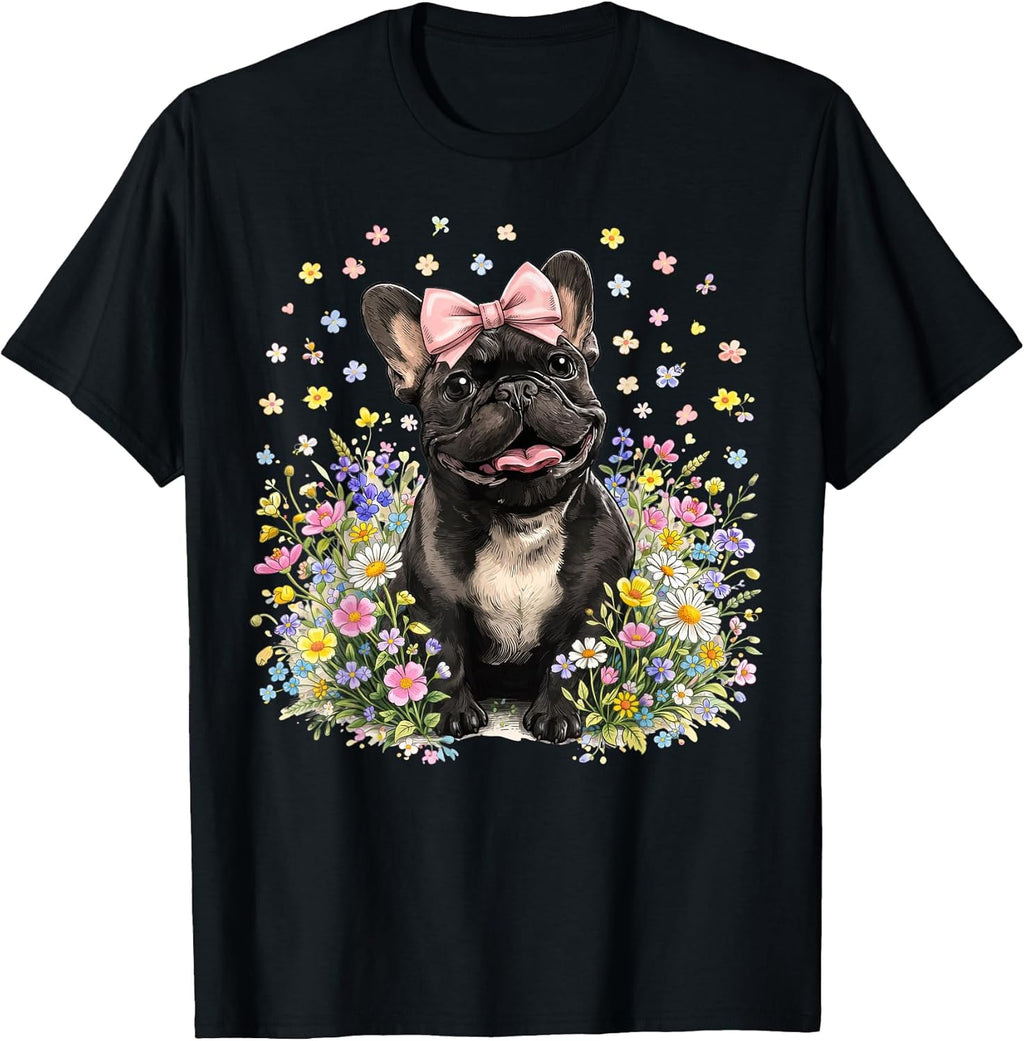 French Bulldog Mom Dog Lover Flower Frenchie Mama Women T-Shirt