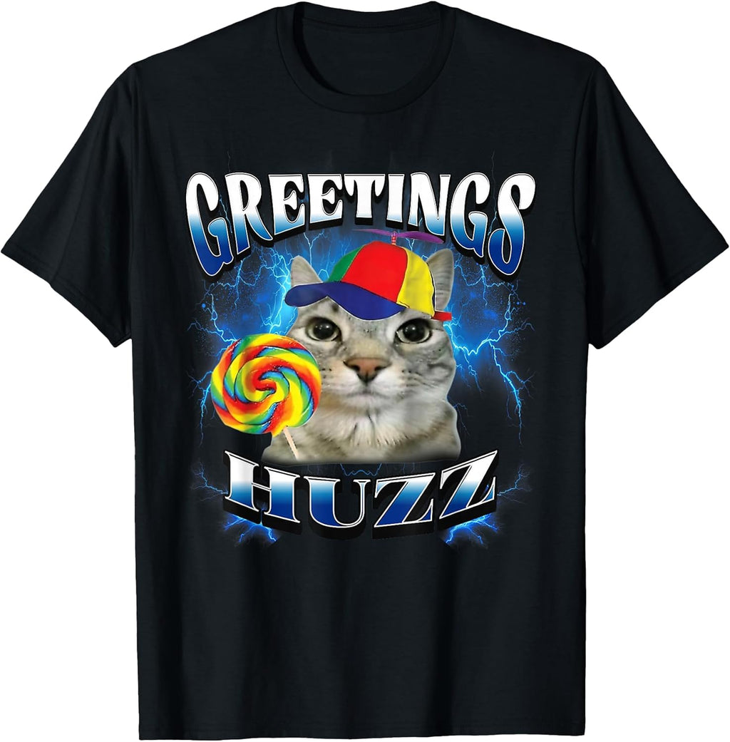 Greetings Huzz Funny Lollipop Cat Meme tee
