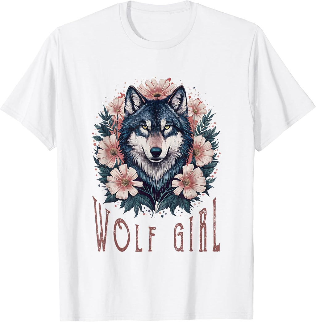 Cute Vintage Flowers Wolf Gifts For Women Girls
