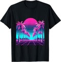 Retro 80s Vaporwave Synthwave Palm Tree Sunset Aesthetic T-Shirt