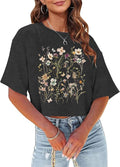 Women's Summer Cropped T Shirts Funny Rock and Roll Country Music Graphic Print tees Short Sleeve Casual Crop Tops