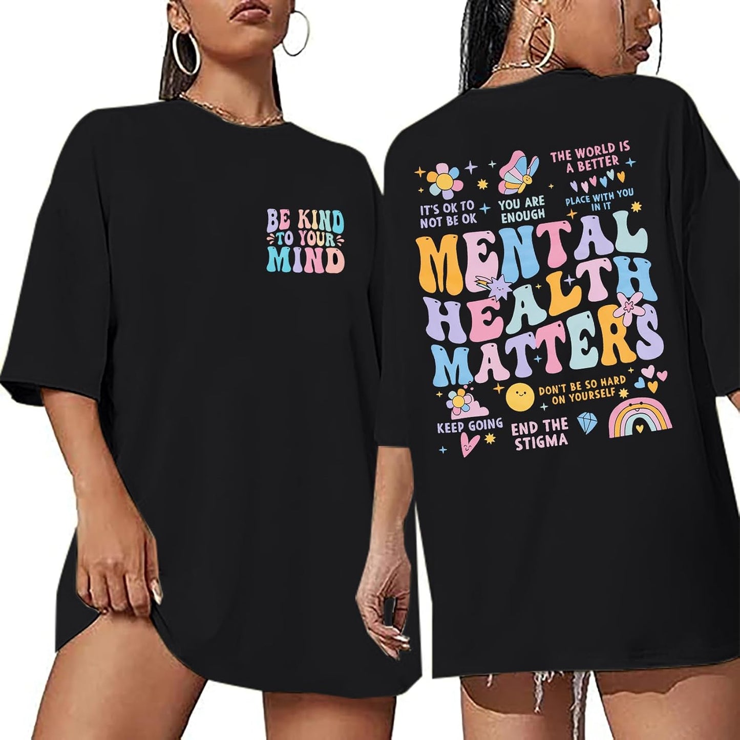 Mental Health Matters Shirt Women Be Kind to Your Mind Letter Print Tshirt Inspirational Tee Graphic Short Sleeve Top