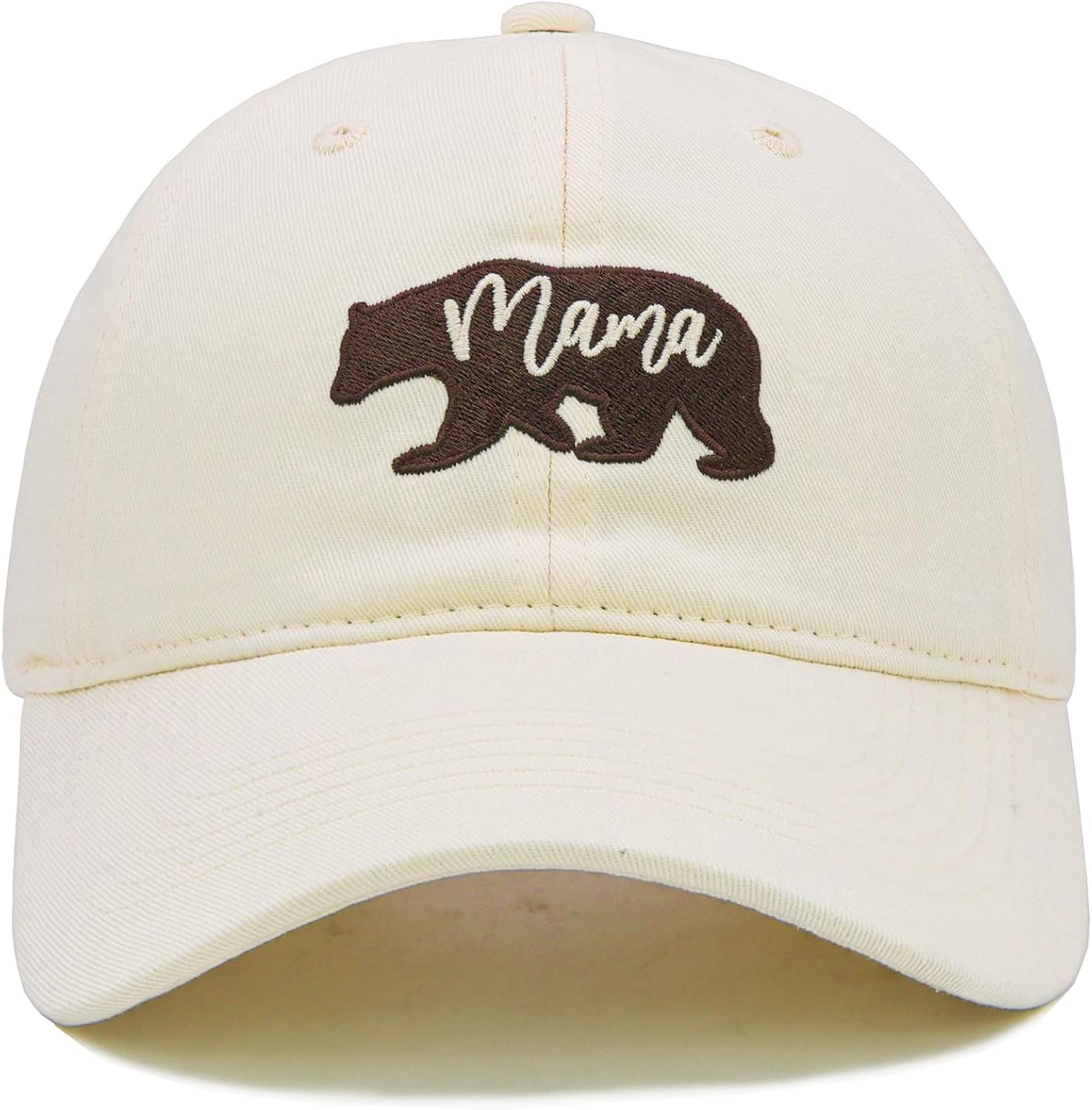 Mama Bear Baseball Cap, Adjustable Embroidered Mama Bear Hat for Women, Mother's Day Birthday Gifts for Mom Beige