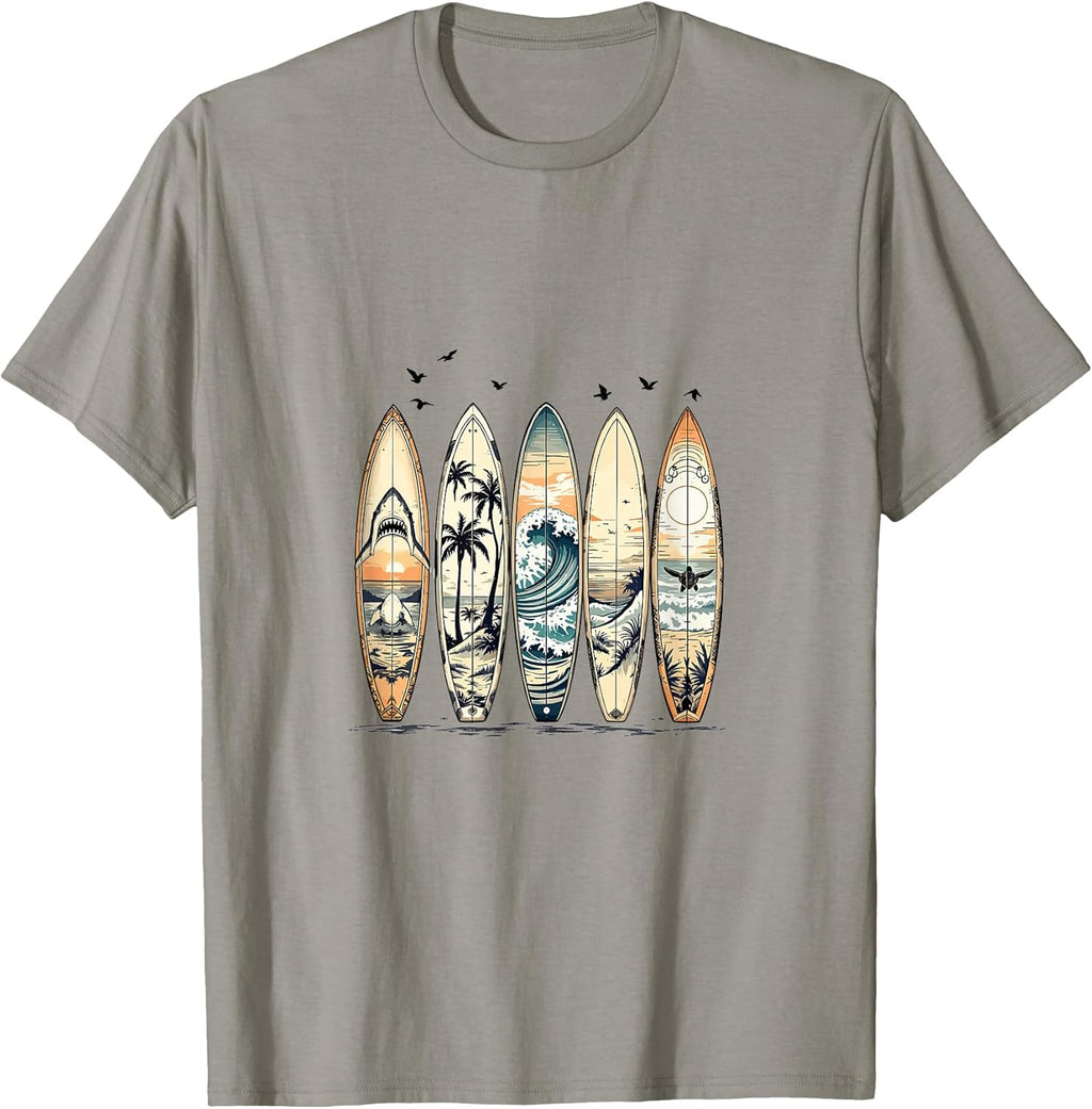 Surfboards Tropische Wellen Sonnenuntergang Palmen