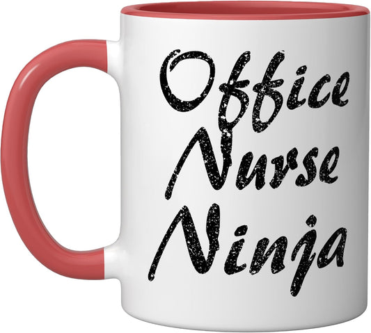 Office Nurse Tshirt Job Occupation Funny Work Title Ceramic Mug, Red/White