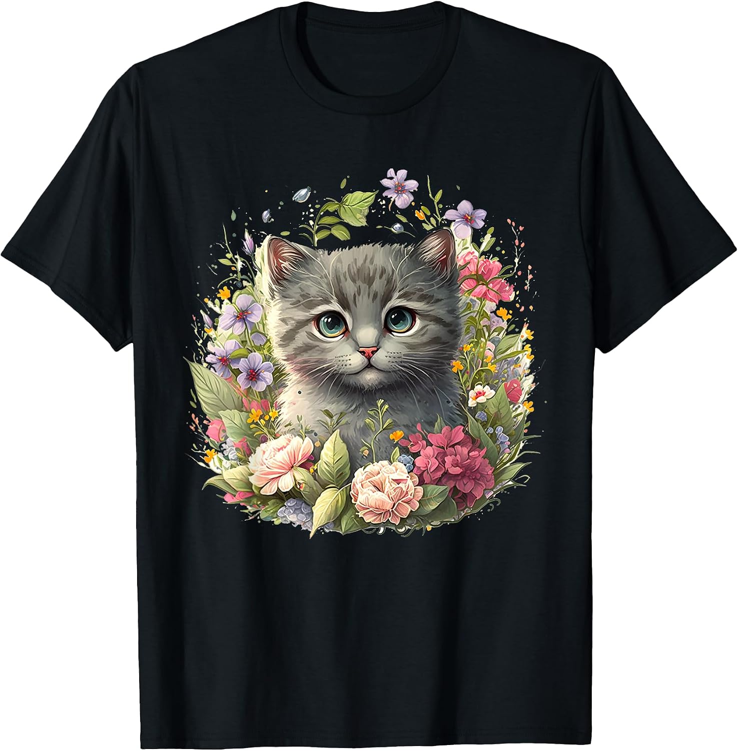 Adorable Kittens, Cute Cat, Floral Tees