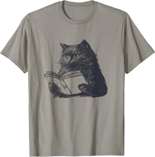 Reading Cat Funny Cat Book Lover T-Shirt