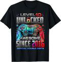Level 10 Unlocked Awesome Since 2016 10th Birthday Boy Gamer T-Shirt