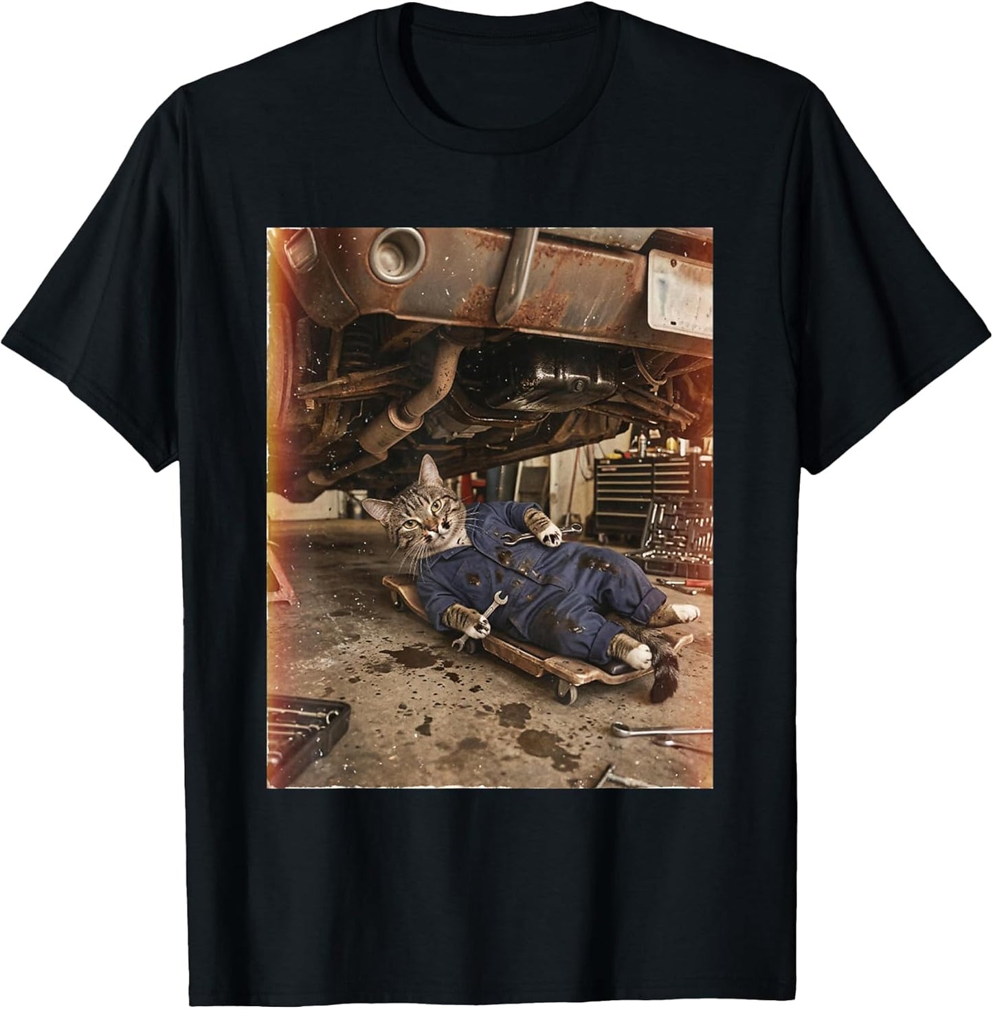 Funny Cat Meme Humor Hilarious Men Mechanic Gifts