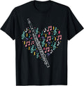 Flute Heart - Flute Player Flutist Marching Band Music T-Shirt