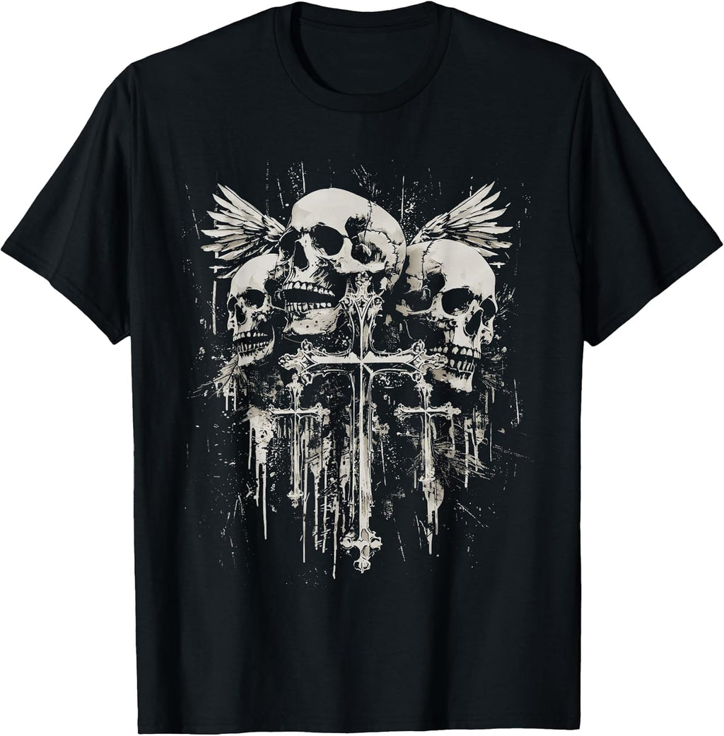 Skull Cross Y2K Goth Alt Grunge Gothic Emo Aesthetic T-Shirt