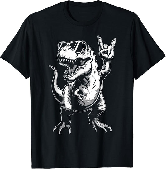 Funny Dinosaur Rock Music T-Rex Graphic