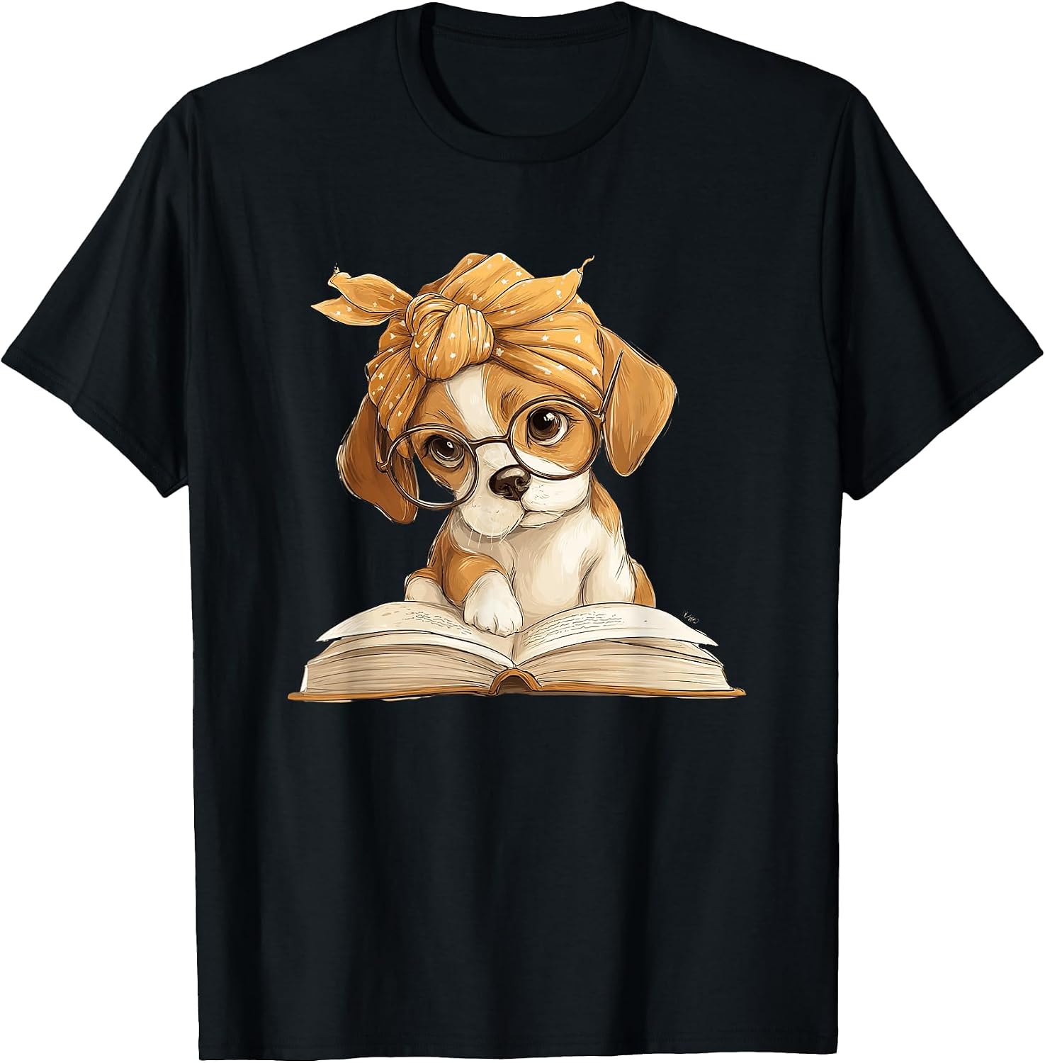 Cute Beagle Puppy Reading Book Lover Dog Animal Graphic T-Shirt